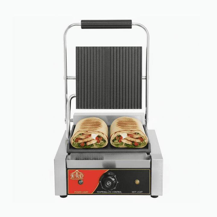 KRD Panini Grill Single Ribbed Top Flat Bottom 1.8kW KEG-811C