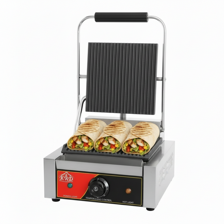 KRD Heavy Duty Panini Contact Grill Single Ribbed 1.8kw KEG-811A