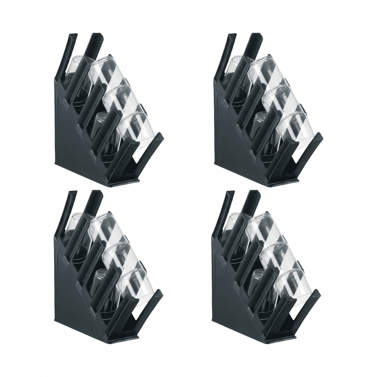 KRD Tilted Coffee Cup Holder Rack 4 Slot Black Polypropylene – KRD Catering