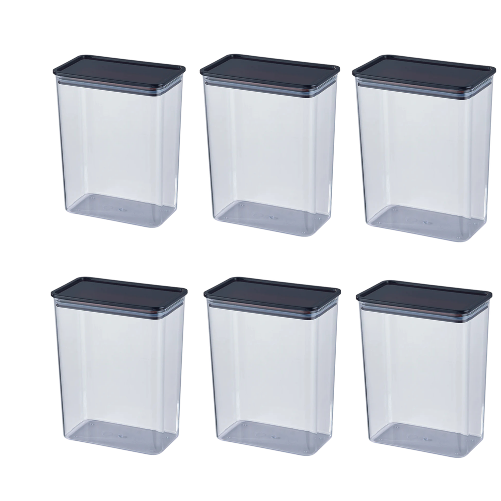 KRD Large Food Storage Containers 6 Pack Airtight Glass, 130×80×180mm, clear airtight storage boxes for food organization.