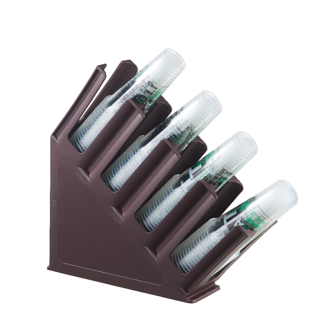 Tilted Coffee Cup Holder Rack 4-Slots Polypropylene Coloured features a durable design for efficient drink service.
