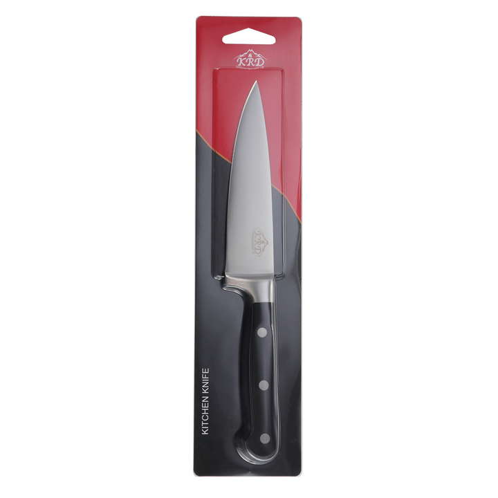 KRD 6" Chef Knife Black 2.5mm Thickness 50244, stainless steel, ideal for commercial kitchen equipment and restaurant tasks.