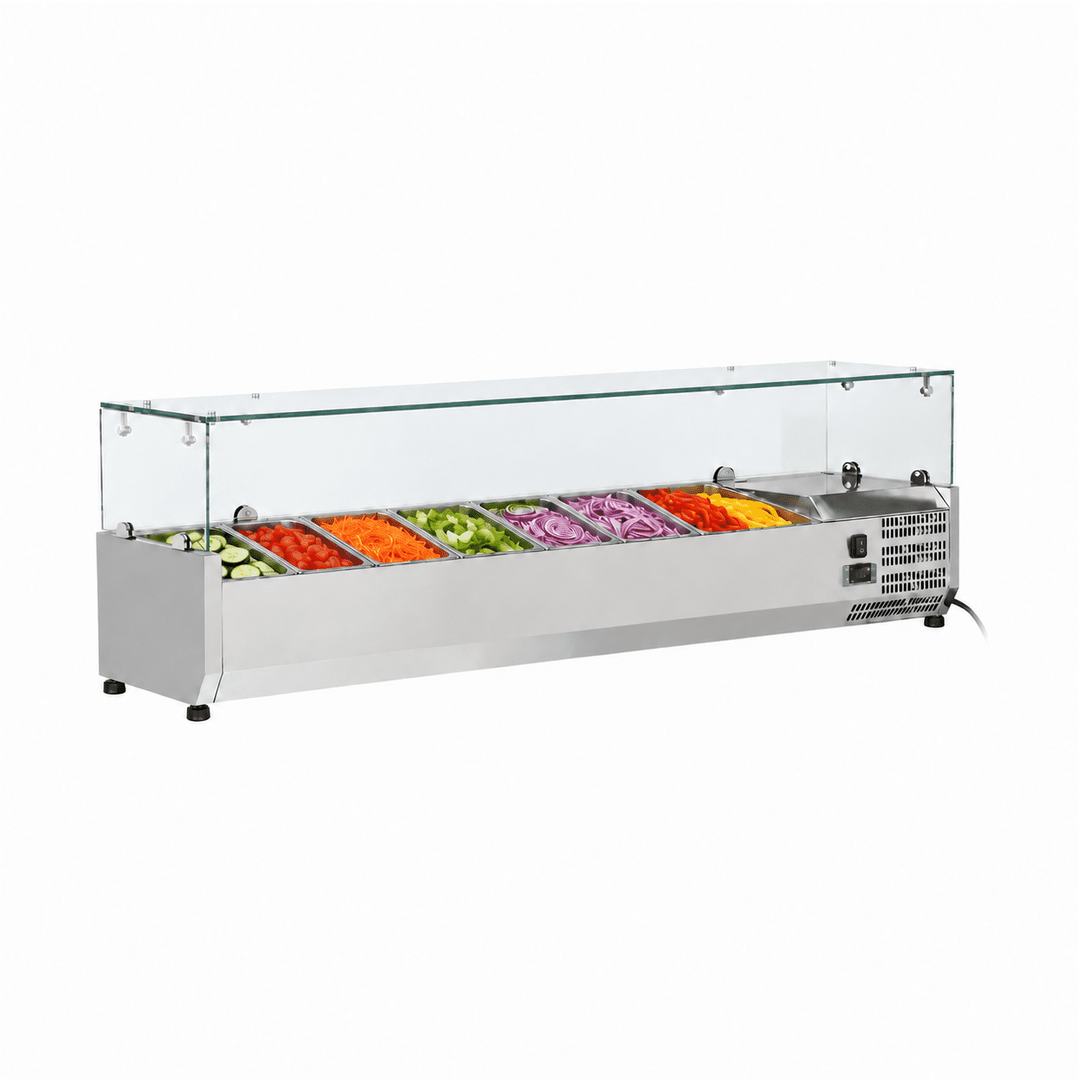 KRD Refrigerated Servery Prep Top 1600mm 7xGN1/4 Depth 330mm Salad bar VRX1633