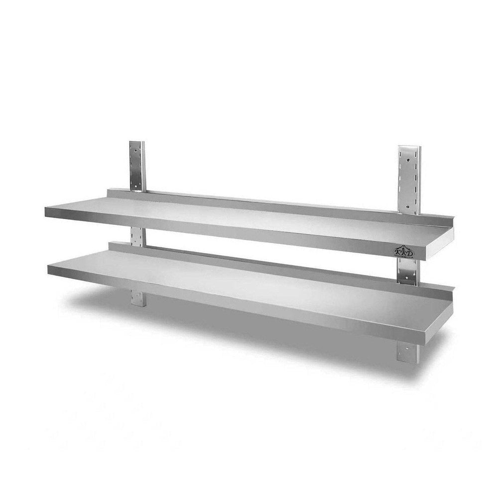 KRD Height Adjustable Wall Shelf 2 Levels 1800 x 400mm Stainless Steel THWBS2R184