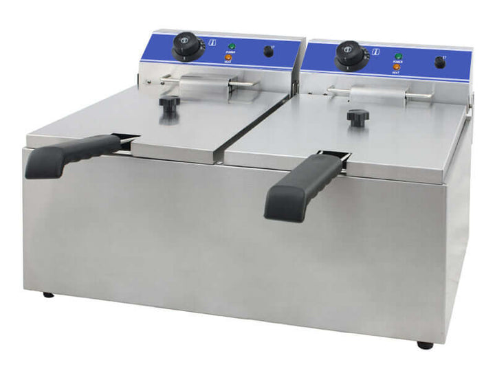 KRD Commercial Double Deep Fat Fryer 13 + 13 litres 3+3KW Countertop