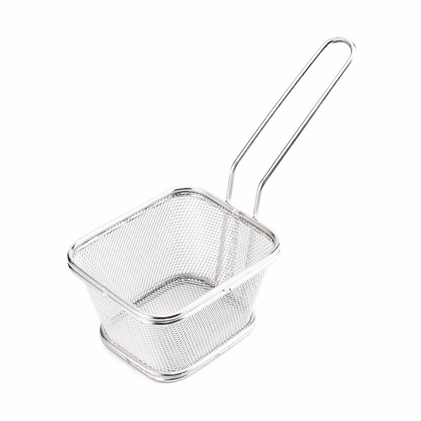 KRD Commercial Small Square Serving Basket with Handle WT-PK2902
