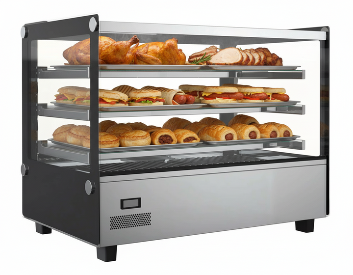 KRD Commercial Premium Heated showcase food warmer 160L 3 shelves