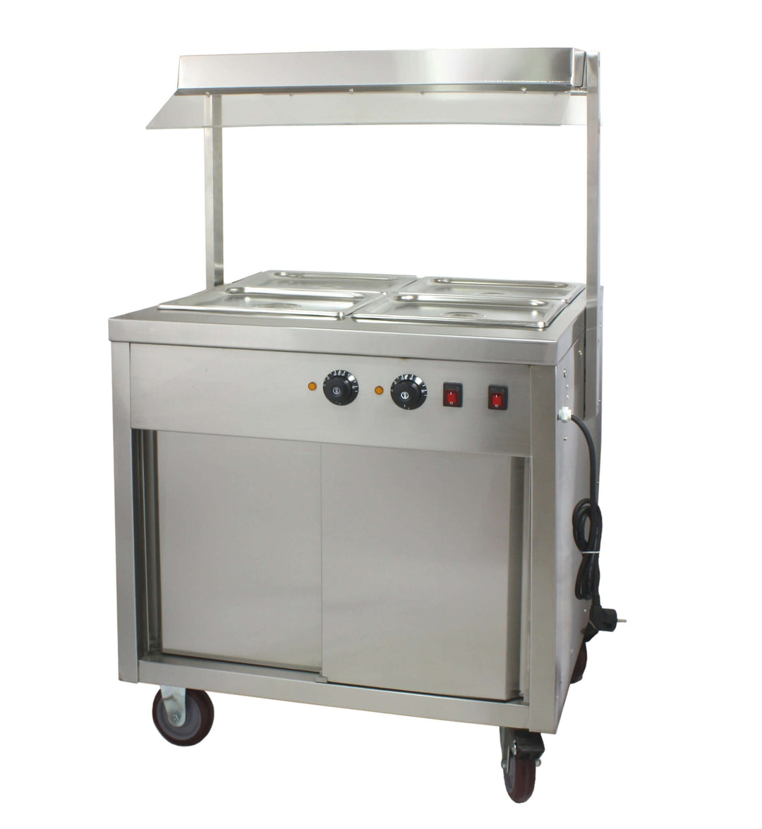 KRD Mobile Bain Marie Top Hot Cupboard With Heated Sneeze Guard