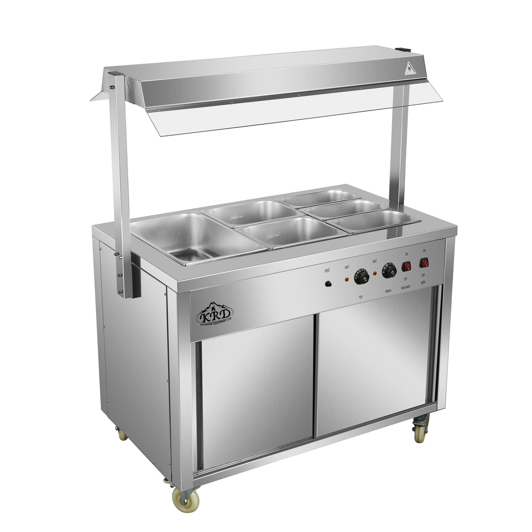 KRD Professional Bain Marie Showcase Hot Display With Heated Gantry 110(W)cm 3xGN1/1