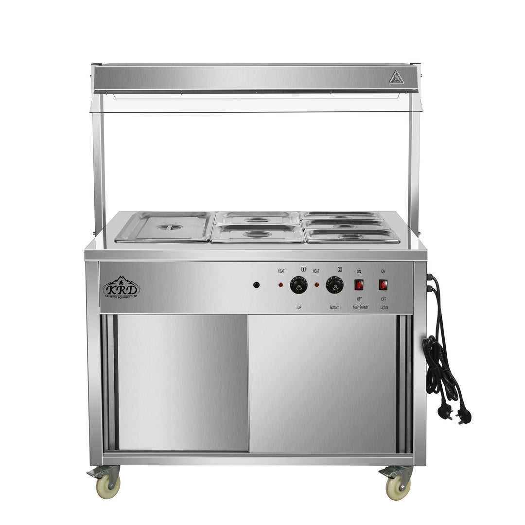 KRD Professional Bain Marie Showcase Hot Display With Heated Gantry 110(W)cm 3xGN1/1