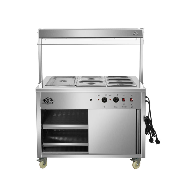 KRD Professional Bain Marie Showcase Hot Display With Heated Gantry 110(W)cm 3xGN1/1