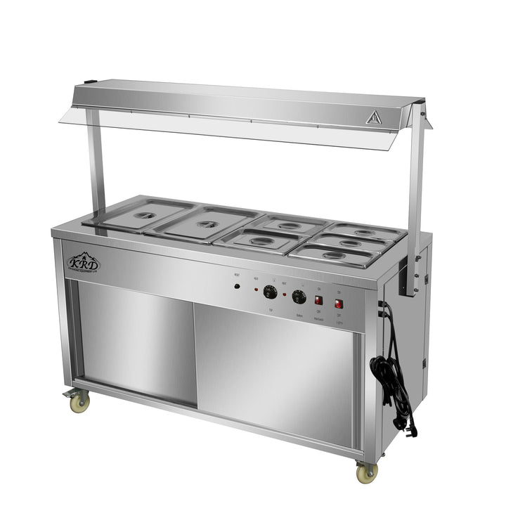 KRD Professional Bain Marie Showcase Hot Display With Heated Sneeze Guard 144cm 4xGN1/1
