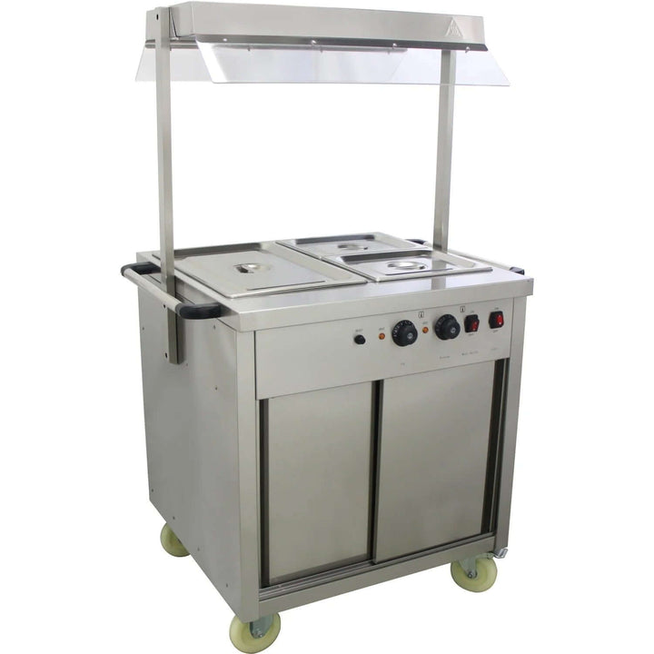 KRD Mobile Bain Marie Top Hot Cupboard With Heated Sneeze Guard