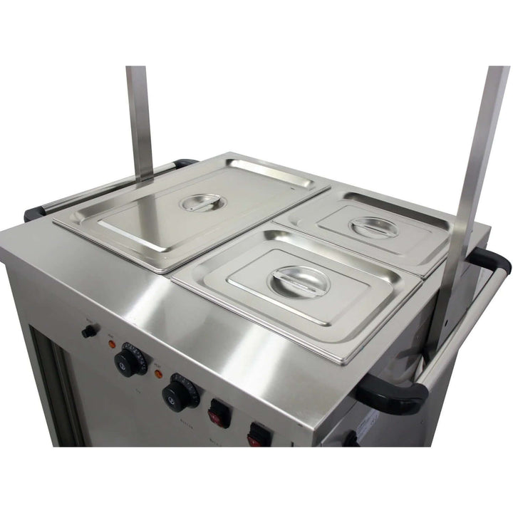 KRD Mobile Bain Marie Top Hot Cupboard With Heated Sneeze Guard