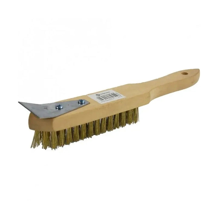 KRD BBQ Grill Cleaning Brush with Scraper 30cm Wooden Handle Pack of 3