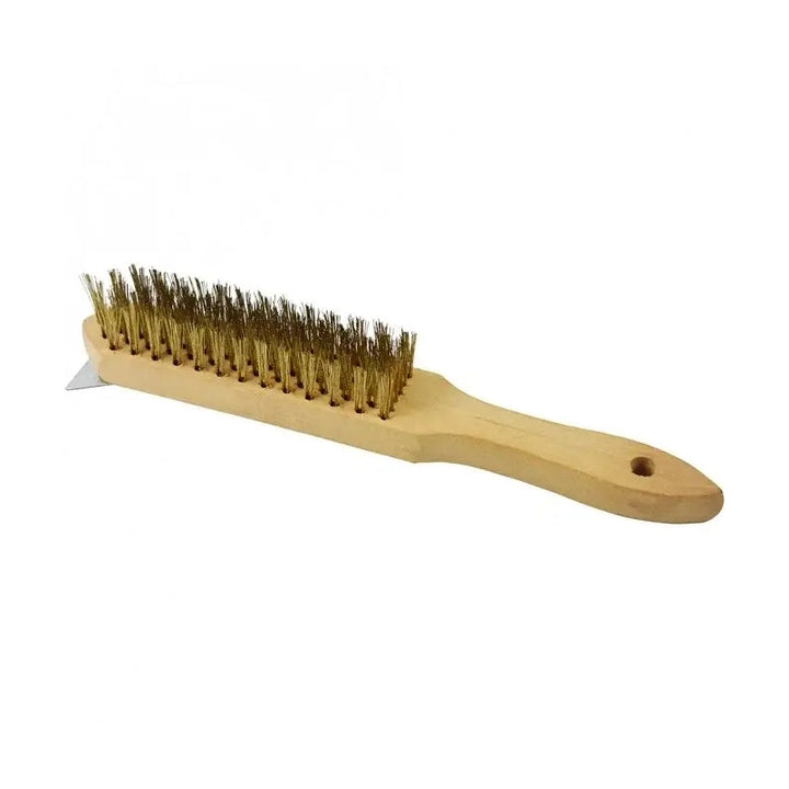 KRD BBQ Grill Cleaning Brush with Scraper 30cm Wooden Handle Pack of 3