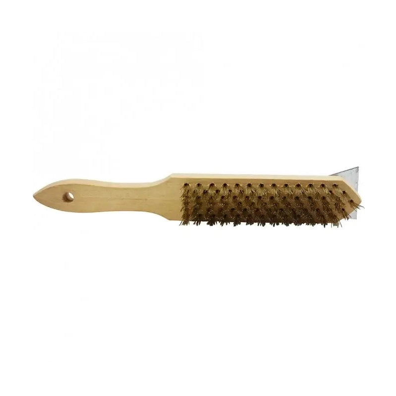 KRD BBQ Grill Cleaning Brush with Scraper 30cm Wooden Handle Pack of 3