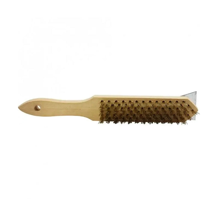 KRD BBQ Grill Cleaning Brush with Scraper 30cm Wooden Handle Pack of 3