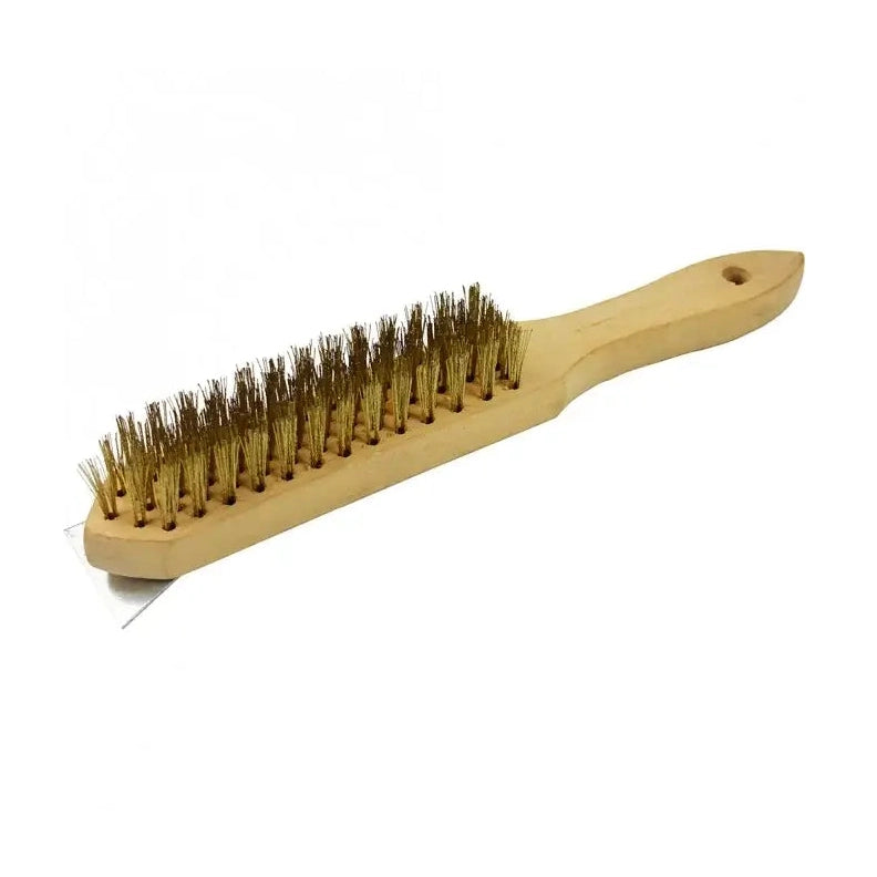 KRD BBQ Grill Cleaning Brush with Scraper 30cm Wooden Handle Pack of 3