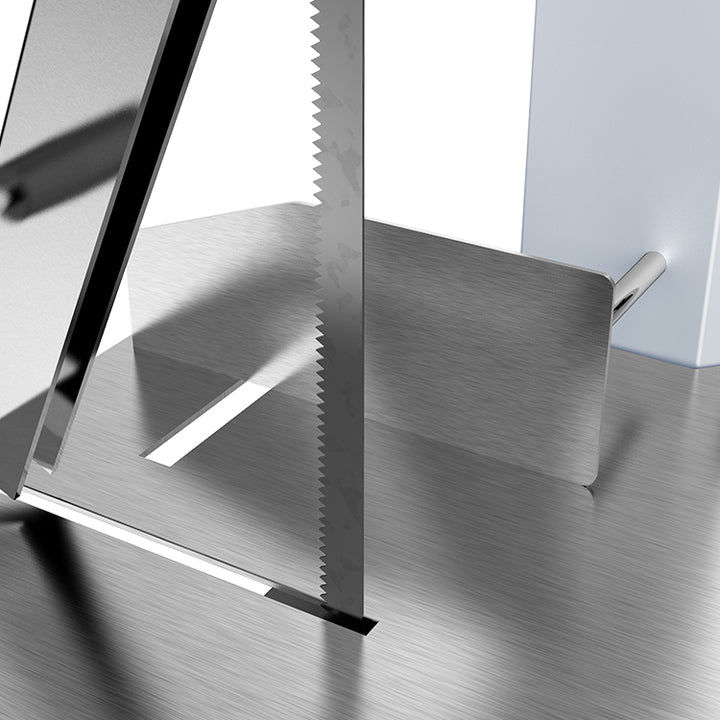 KRD Professional Bone Saw 1650mm Heavy Duty Countertop KR210A with stainless steel components on a metallic surface.