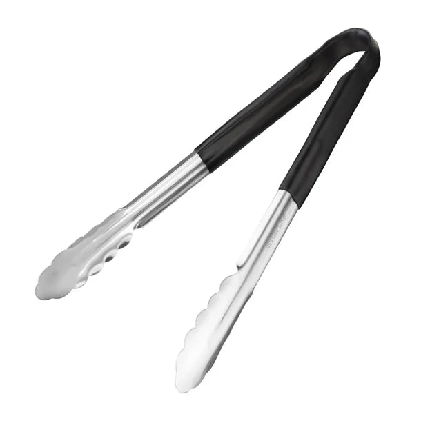 KRD Colour Coded Black Utility Serving Tongs clip 380mm 15"