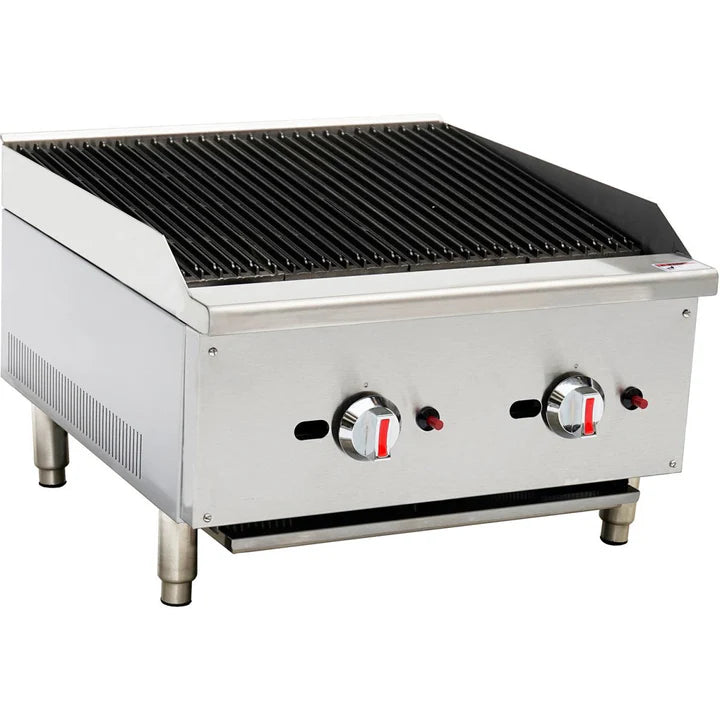 Professional Natural Gas Chargrill 2 burners 15kW ECB24SX 60cm Dual Control