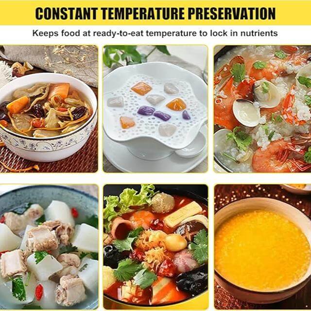 Assorted dishes demonstrating constant temperature preservation for nutrients and ready-to-eat meals.
