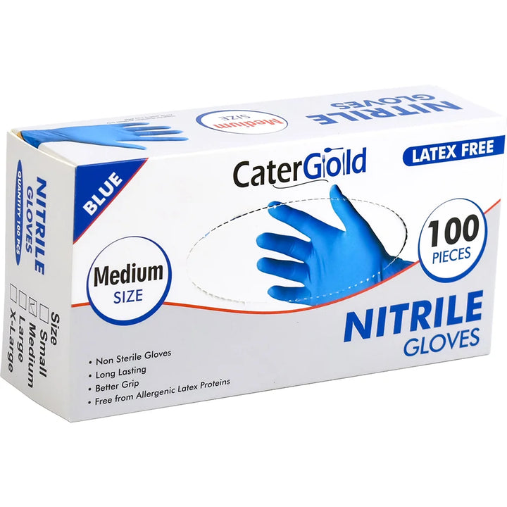 KRD Disposable Nitrile Gloves Blue Medium (Pack of 100)