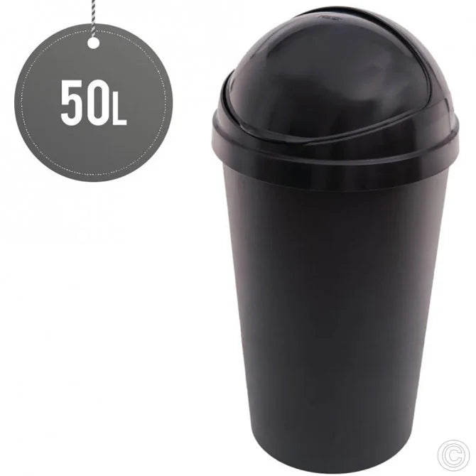 50L Plastic Kitchen Waste Bin with Roller Bullet Top Lid