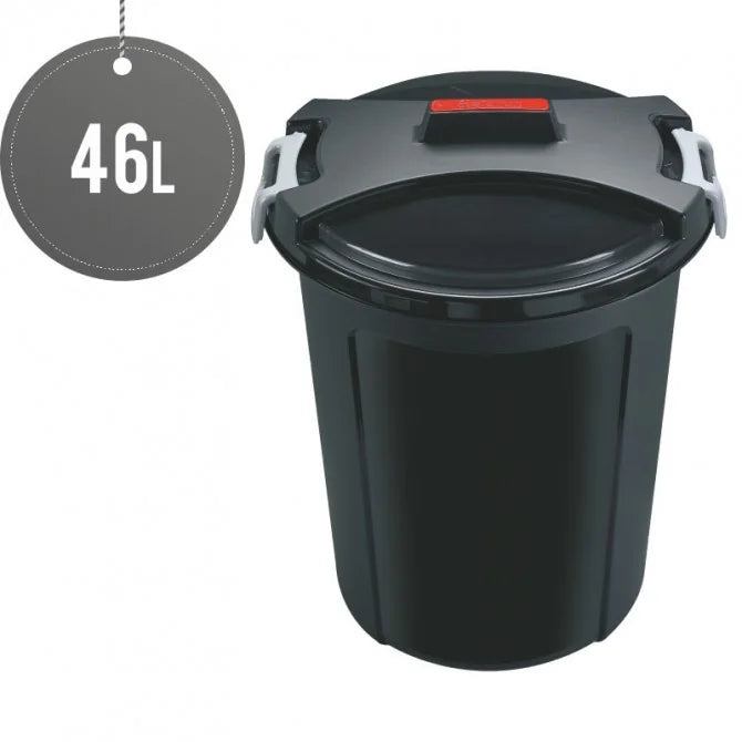 46L Plastic Lock Bin Garden Waste Bin with Locking Lid - Heavy Duty, Weather Resistant