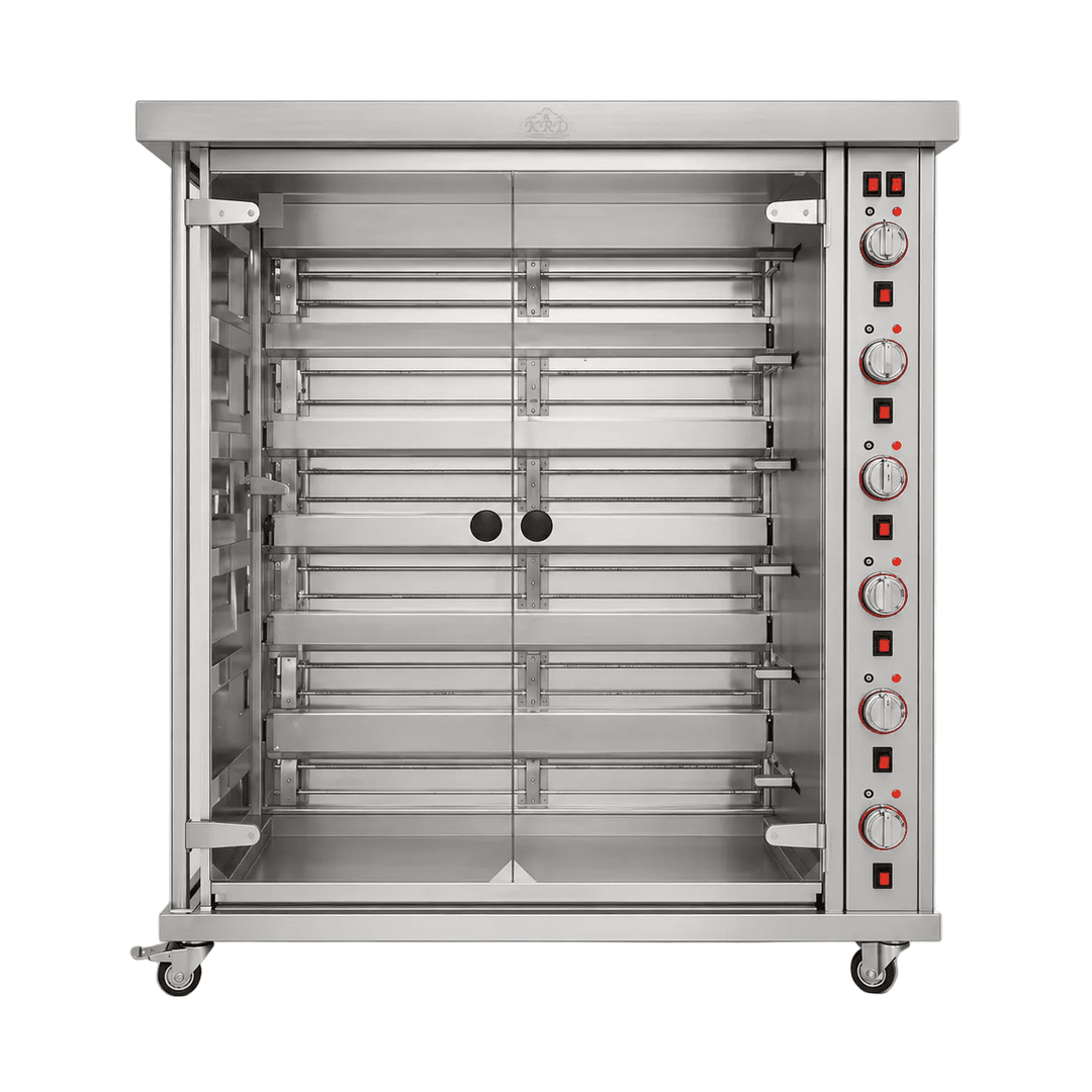 Commercial oven with multiple racks on a white background