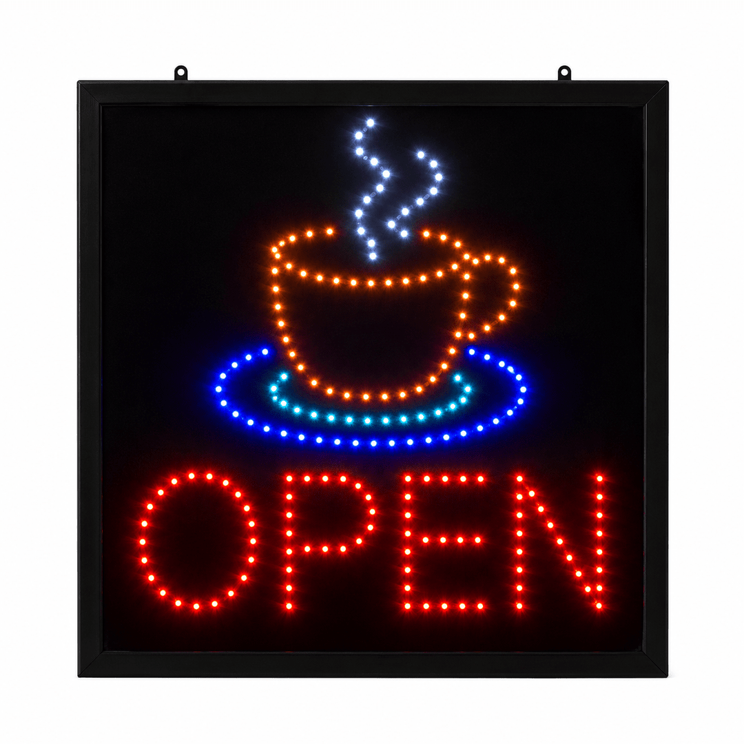 KRD LED OPEN Coffee Cup Sign Flashing 480mm Cafe TL-338