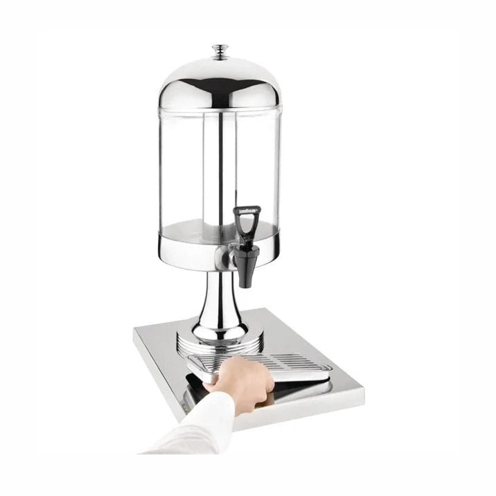 KRD Commercial Juice Dispenser Drip Tray 8 litres with stainless steel pedestal, perfect for restaurant and hotel use.