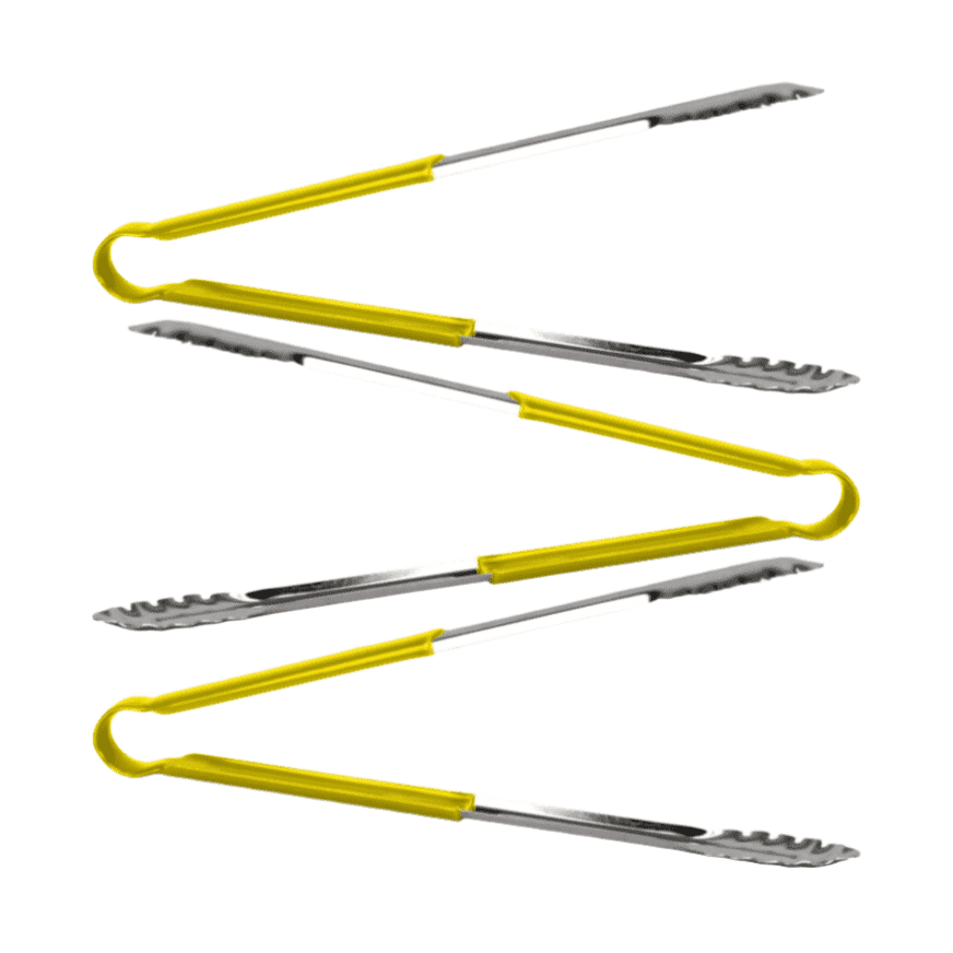KRD Colour Coded Yellow Utility Serving Tongs clip 300mm 12" Set of 3