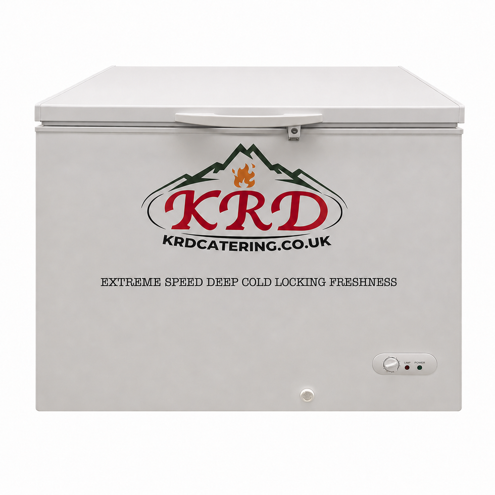 KRD BD/C458 353L commercial chest freezer front view
