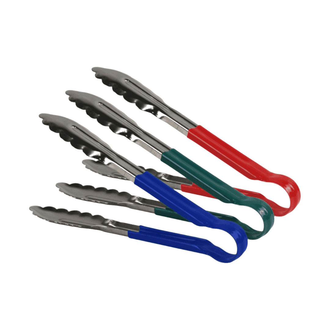 KRD Utility Serving Tongs clip 9" Blue, Green, Red, 3x 9''