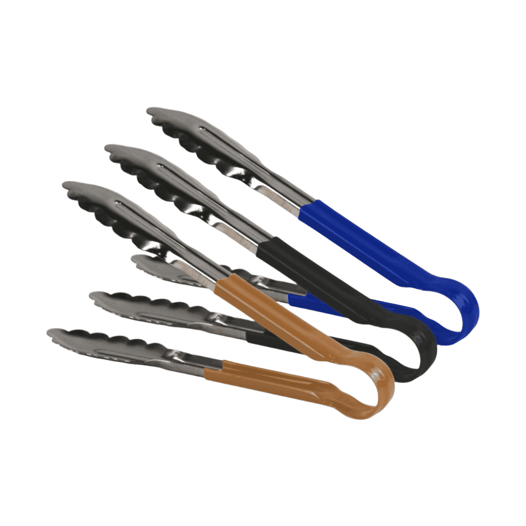 KRD Utility Serving Tongs clip 9" Brown, Black, Blue, 3x 9&