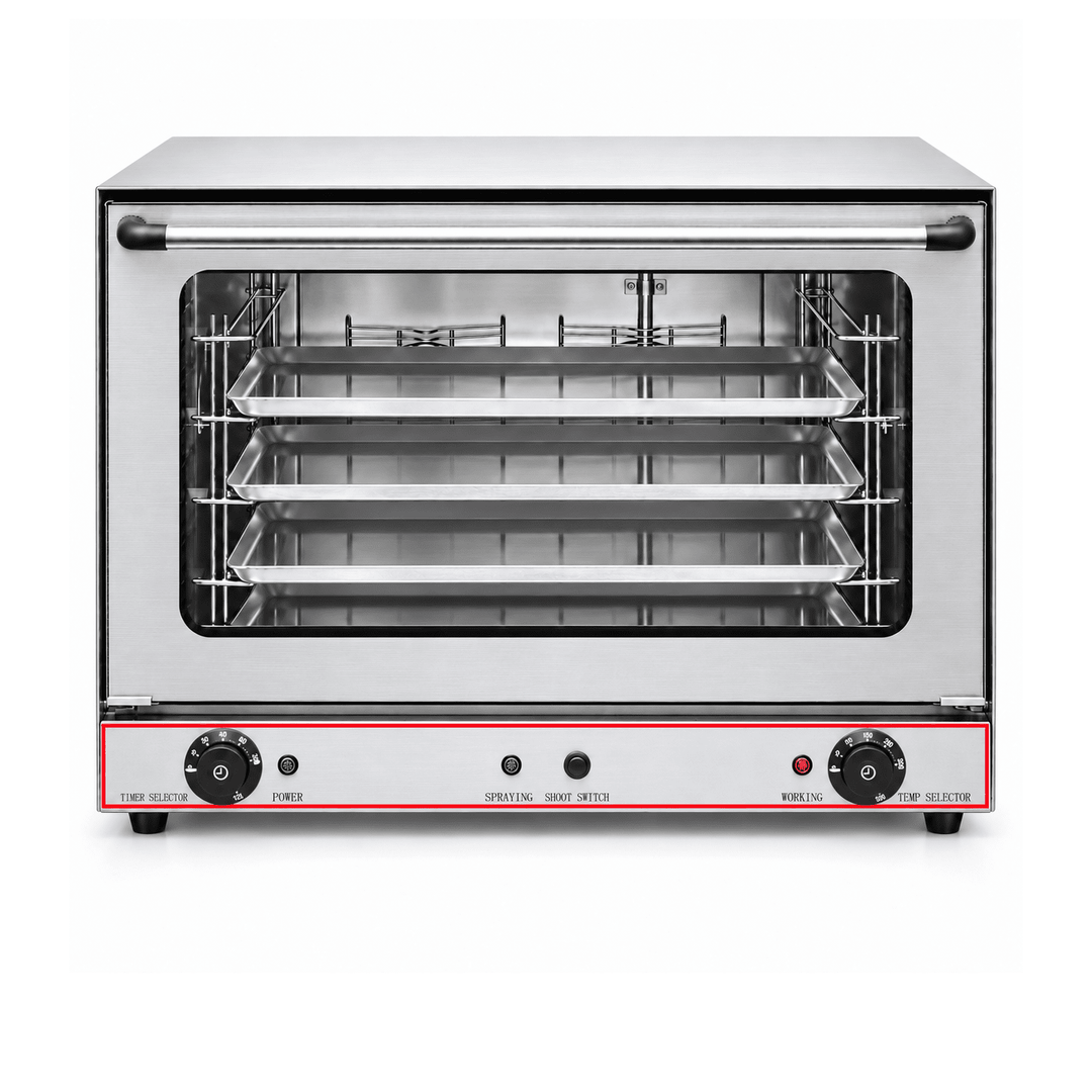 KRD YSD8A bakery convection oven with manual steam injection and full-size baking trays