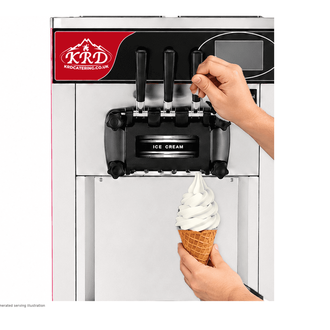 KRD Standing Three Flavour Soft Serve Ice Cream Machine 20-28L/H KIC826