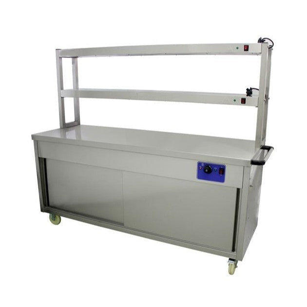 KRD Mobile Flat Top Hot Cupboard with 2 tier Heated Gantry 180cm