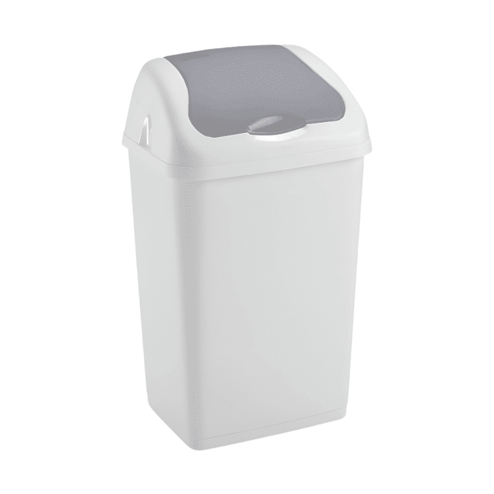 Plastic Swing Bin for Home &amp; Kitchen Rubbish Waste(White &amp; White, 2x 35L)