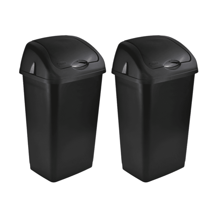 Plastic Swing bin Waste Bin Kitchen Swing Top Black( Pack of 2, 2x60L)