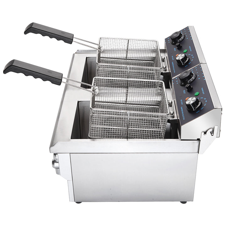 KRD Countertop Electric Twin Tank Fryer With Tap 2x 13 Litres