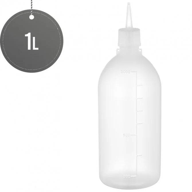 KRD Squeeze Bottle Oil Dispenser 1000ML, clear plastic squeeze bottle, 1L size, ideal for commercial kitchen equipment.