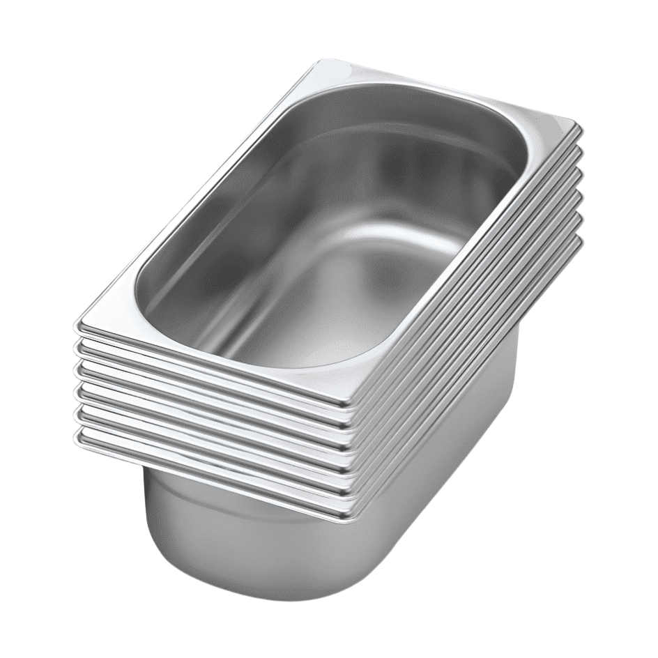 Stainless Steel Gastronorm Tray GN 1/3 Depth 100mm Pack of 6