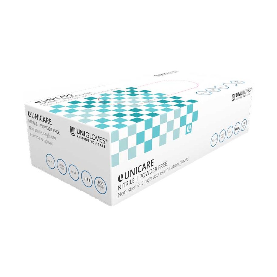 Disposable Nitrile Gloves Powder Free Blue Examination Pack of 100
