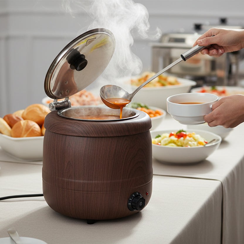 KRD Commercial Warm Soup Kettle Wood Grain drum-shaped 10 litres KSK-10W